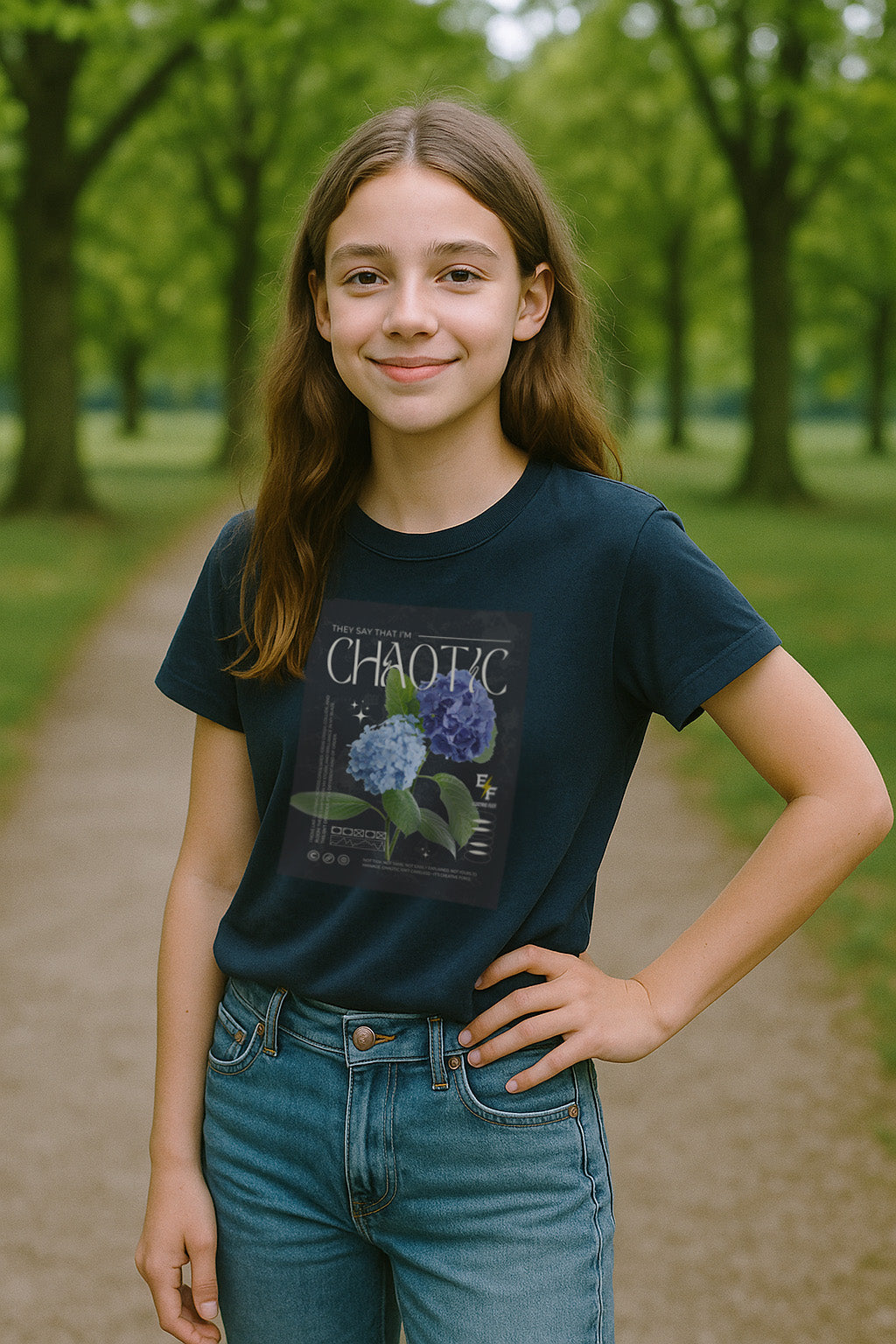 "CHAOTIC" Girls' 100% Cotton Tee