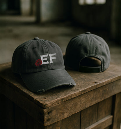 EF Embroidered Rose Distressed Classic Hat