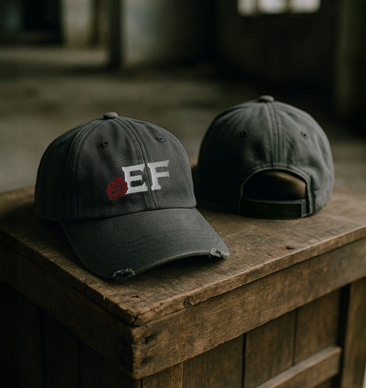 EF Embroidered Rose Distressed Classic Hat
