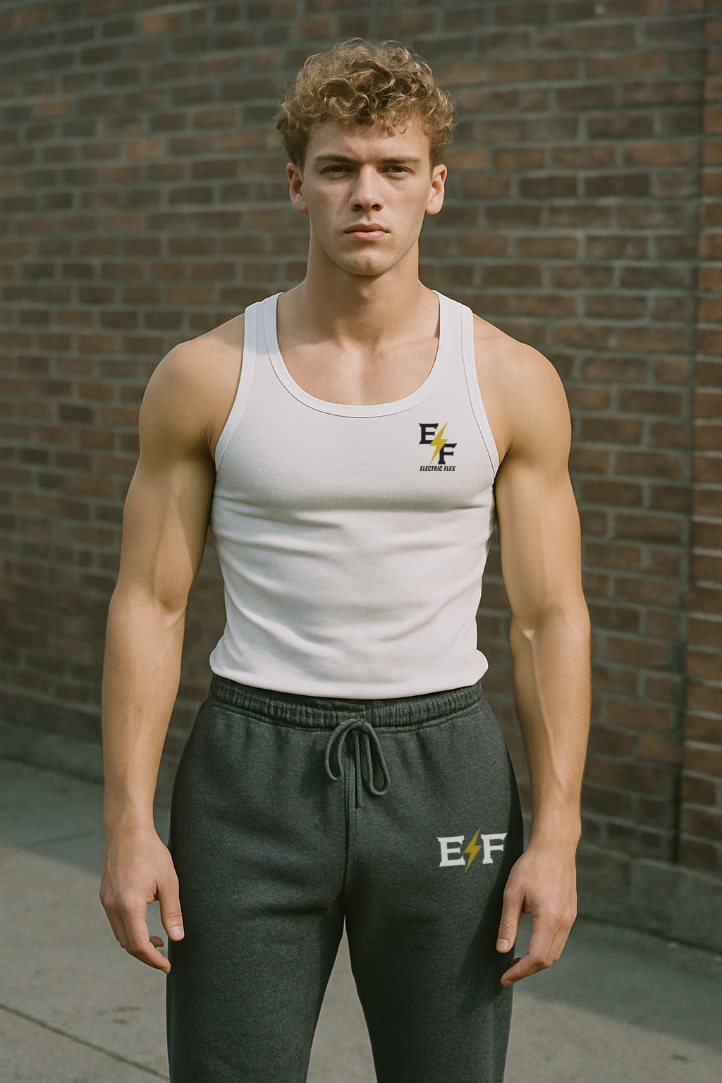 EF Logo Men's Fleece Sweatpants - Charcoal Gray