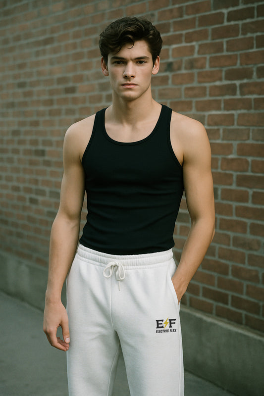 EF Logo Men's Fleece Sweatpants - White