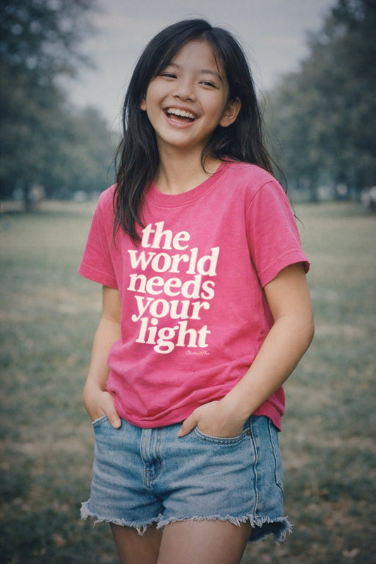"The World Needs Your Light" Kids' 100% Cotton Tee