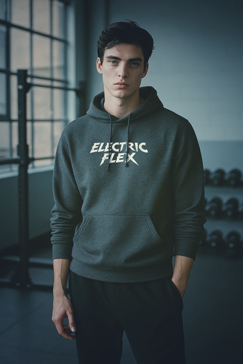 White Grunge Logo Men's Heavyweight Hoodie